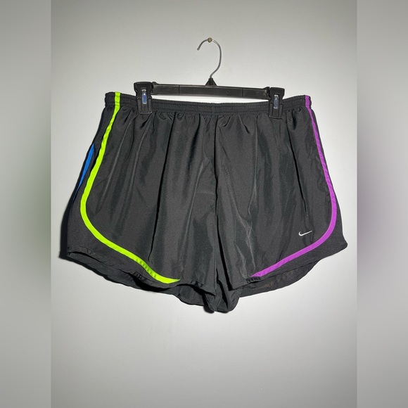 Nike Women's Black Athletic Shorts with Neon Trim - Picture 1 of 13